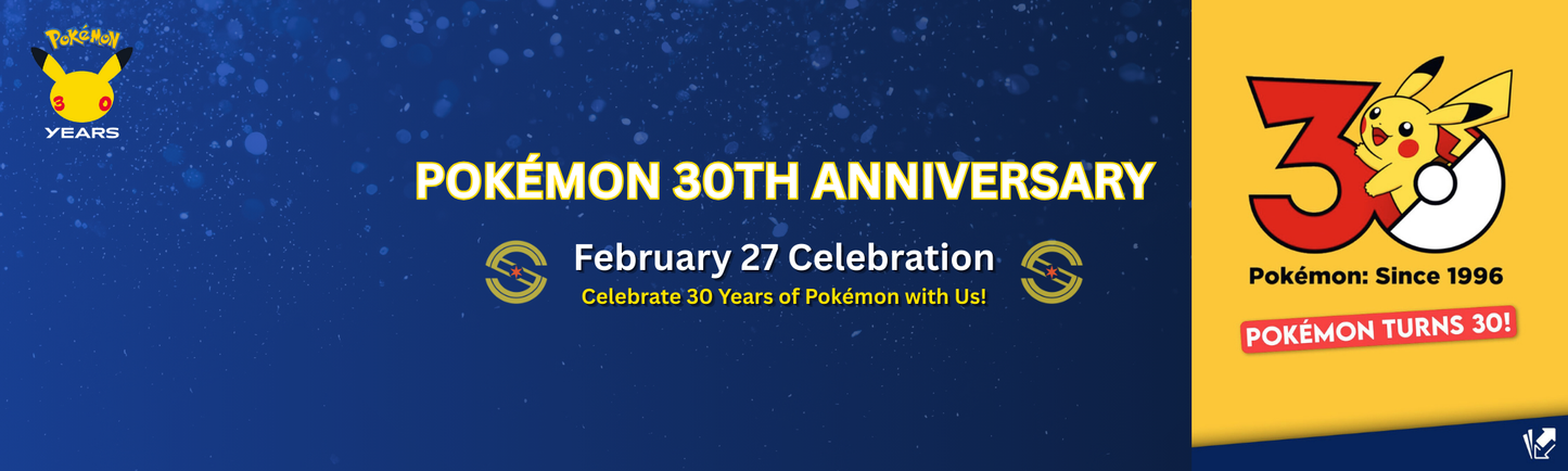 Bannière célébrant les 30 ans de Pokémon depuis 1996