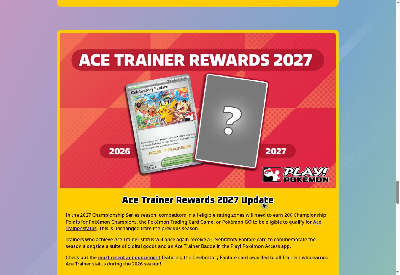 Calendrier officiel de la saison 2027 des Championnats Pokémon GO