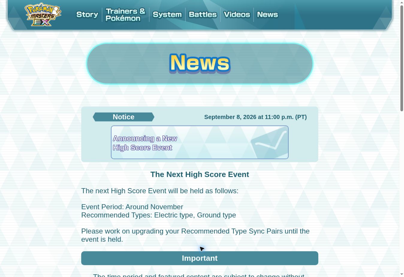Visuel de l’article — Pokémon Masters EX prépare un Événement meilleur score
