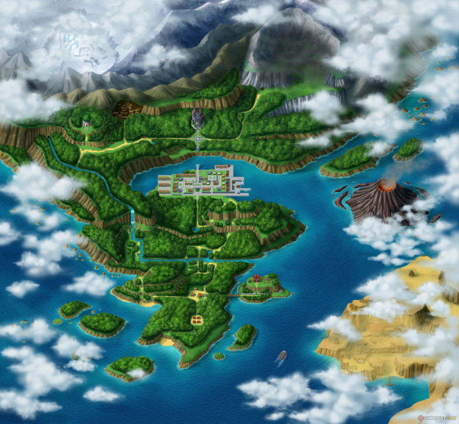 Carte d’Almia dans Pokémon Ranger : Nuit sur Almia